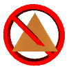 3D rotating pyramid within red prohibited sign